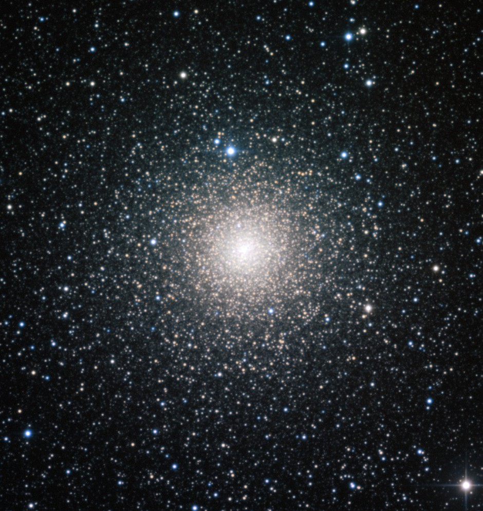 This image from the MPG/ESO 2.2-metre telescope at ESO's La Silla Observatory in Chile shows NGC 6388, a dynamically middle-aged globular cluster in the Milky Way. While the cluster formed in the distant past (like all globular clusters, it is over ten billion years old), a study of the distribution of bright blue stars within the cluster shows that it has aged at a moderate speed, and its heaviest stars are in the process of migrating to the centre. A new study using ESO data has discovered that globular clusters of the same age can have dramatically different distributions of blue straggler stars within them, suggesting that clusters can age at substantially different rates.