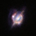 Merging galaxies in the distant Universe through a gravitational