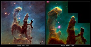 The Pillars of Creation — 1995 and 2015 comparison
